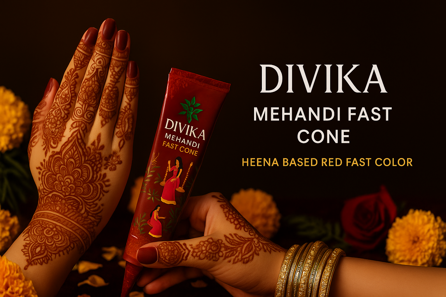 Divika Fast Colour design result - Beautiful henna pattern on hand